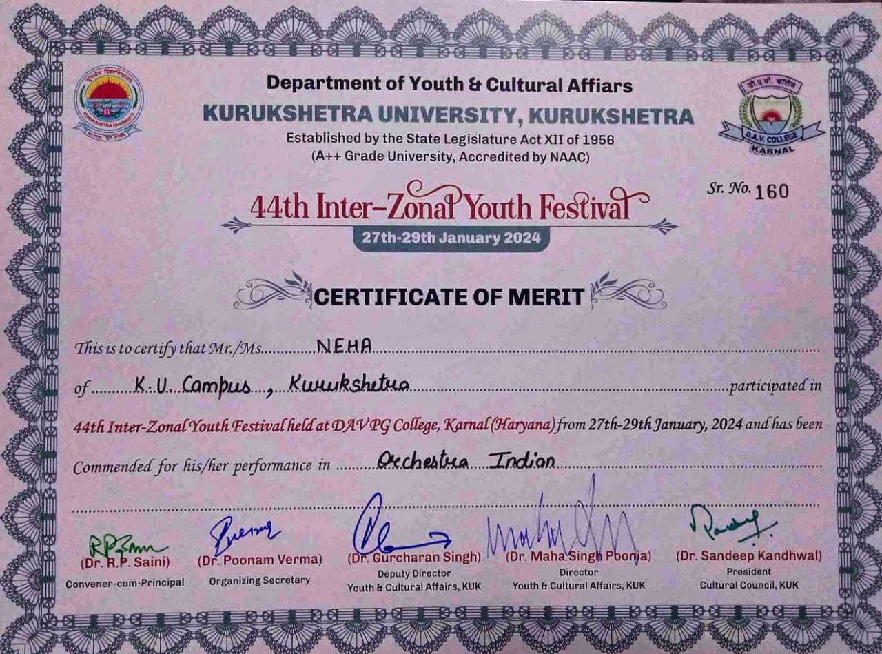 Neha Parmar music teaching certificate